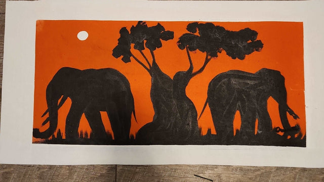 Ghanaian Elephants Painting - Adelani Treasures