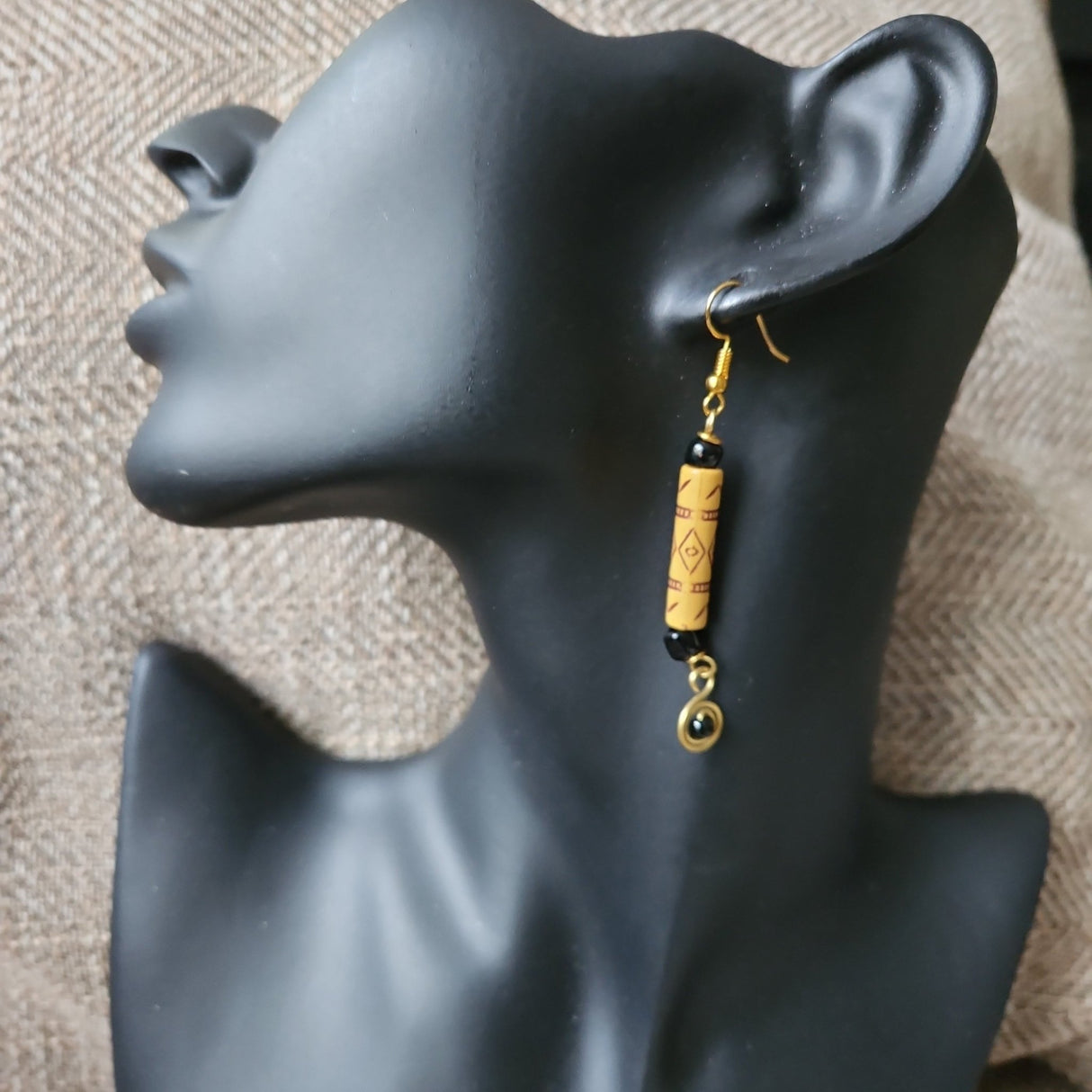 Kenyan Bead & Brass Earrings - Adelani Treasures