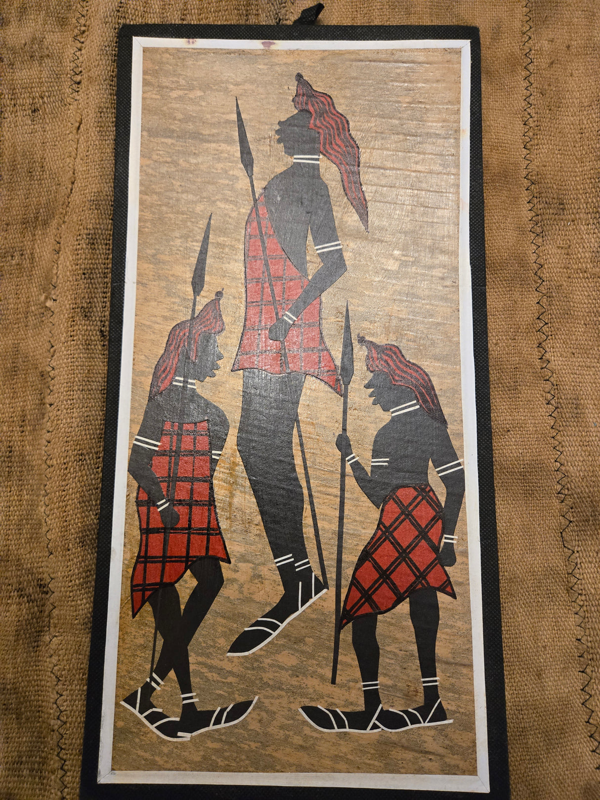 African Warriors Banana Leaf Painting