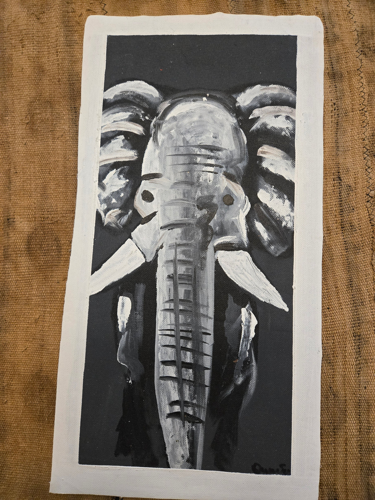 Black and White Elephant Painting 2